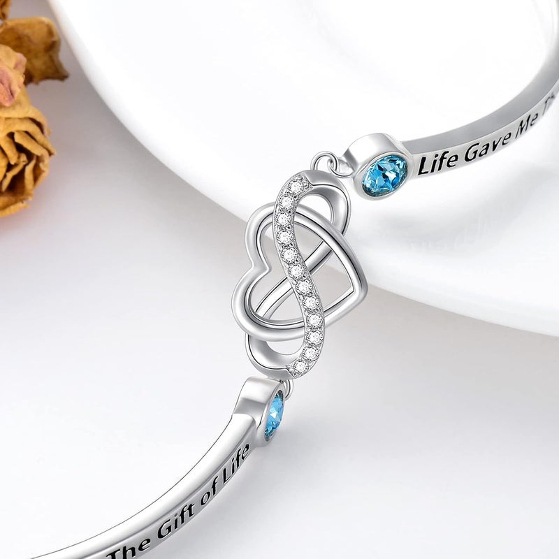 AOBOCO 925 Sterling Silver Adjustable Infinity Heart Bangle Bracelet for Sister Best Friend Daughter Mom Grandma Granddaughter Daughter in Law Godmother Goddaughter Stepmom Stepdaughter - Image 3